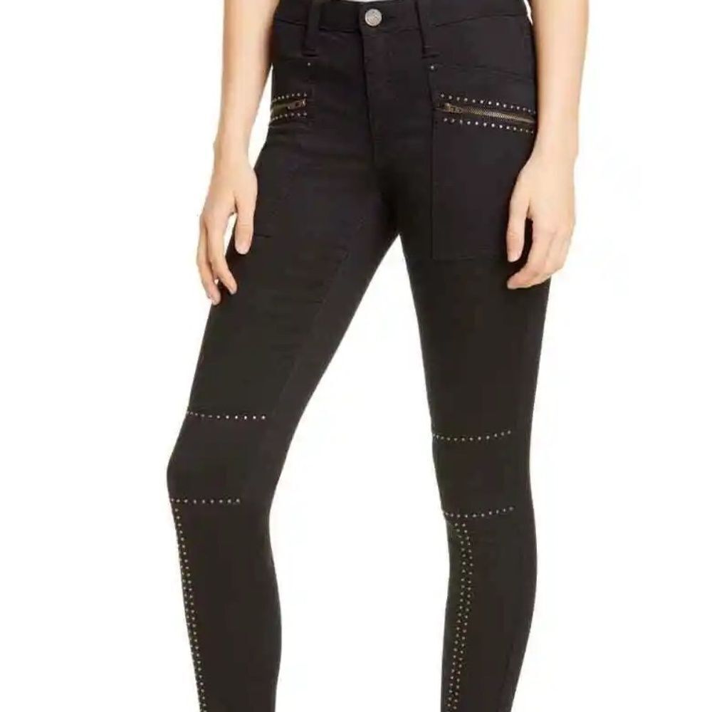 Joie Jeans Hazina Black Studded Skinny Moto Jeans Sz 25